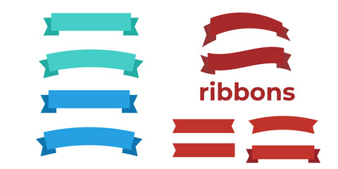 Wall Mural - Cartoon banners ribbons. Banner ribbon vector set. Blue ribbons