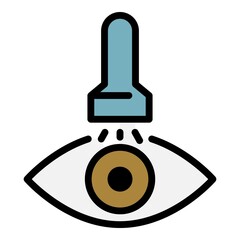 Poster - Flashlight and eye icon. Outline flashlight and eye vector icon color flat isolated