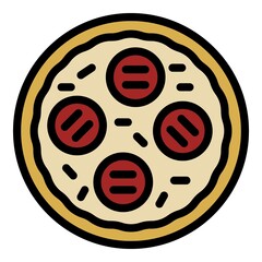 Poster - Salami pizza icon. Outline salami pizza vector icon color flat isolated
