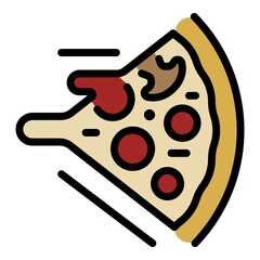 Poster - Slice of pizza with cheese icon. Outline slice of pizza with cheese vector icon color flat isolated
