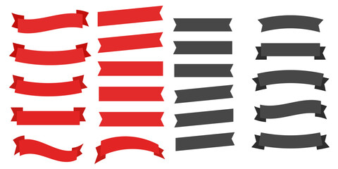 Wall Mural - Red glossy ribbon vector banners.Flat vector ribbons