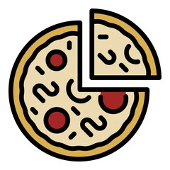Poster - Italian pizza icon. Outline italian pizza vector icon color flat isolated