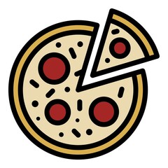 Poster - Italian salami pizza icon. Outline italian salami pizza vector icon color flat isolated