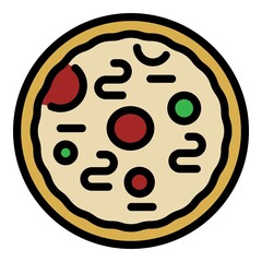 Sticker - Anchovy pizza icon. Outline anchovy pizza vector icon color flat isolated