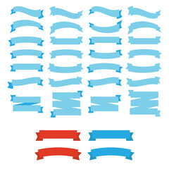 Wall Mural - Red glossy ribbon vector banners.Flat vector ribbons