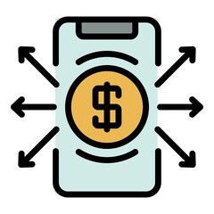 Poster - smartphone payment icon. outline smartphone payment vector icon color flat isolated