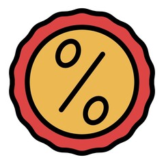 Poster - Coin percentage icon. Outline coin percentage vector icon color flat isolated