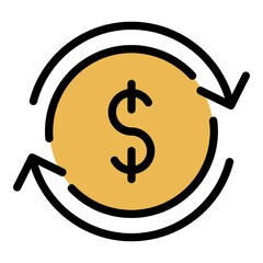 Poster - Currency conversion icon. Outline currency conversion vector icon color flat isolated