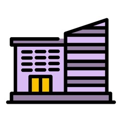 Sticker - University building icon. Outline university building vector icon color flat isolated
