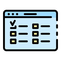 Poster - web page window icon. outline web page window vector icon color flat isolated