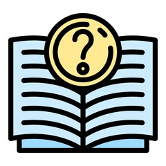 Poster - Open question book icon. Outline open question book vector icon color flat isolated