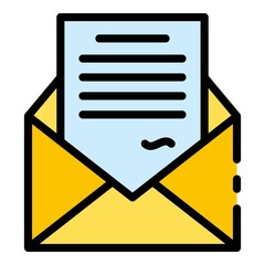 Poster - Mail letter icon. Outline mail letter vector icon color flat isolated