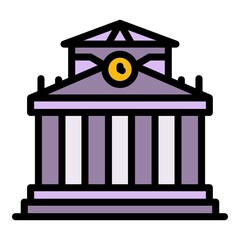 Poster - Old university building icon. Outline old university building vector icon color flat isolated