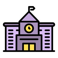 Poster - City university building icon. Outline city university building vector icon color flat isolated