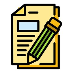 Poster - Pen paper icon. Outline pen paper vector icon color flat isolated