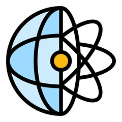 Poster - Global atom learning icon. Outline global atom learning vector icon color flat isolated