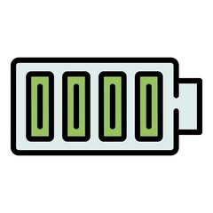 Poster - Full battery icon. Outline full battery vector icon color flat isolated