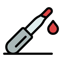 Poster - Blood test pipette icon. Outline blood test pipette vector icon color flat isolated