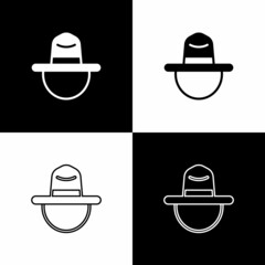 Wall Mural - Set Canadian ranger hat uniform icon isolated on black and white background. Vector