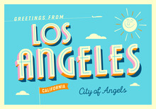 Greetings From Los Angeles, California - City Of Angels - Touristic Postcard - EPS 10.