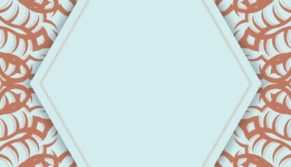 aquamarine banner with vintage coral pattern and logo patch