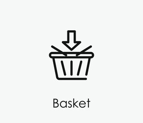Poster - Add to basket vector icon. Editable stroke. Symbol in Line Art Style for Design, Presentation, Website or Apps Elements, Logo. Pixel vector graphics - Vector
