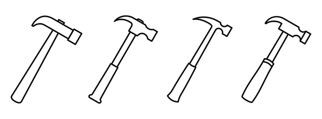 Wall Mural - hammer icon. vector illustration. set of black linear hammer icons.