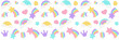 Pop it background as a fashionable silicon fidget toys. Addictive anti-stress toy in pastel colors. Bubble popit background with rainbow, star, unicorn, heart, shell. Vector illustration wide format.