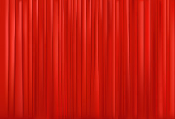 Poster - Red cinema curtain with folds. Realistic vector illustration