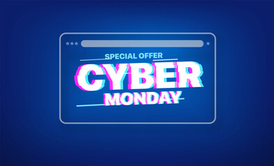 Poster - Cyber monday inscription on browser window