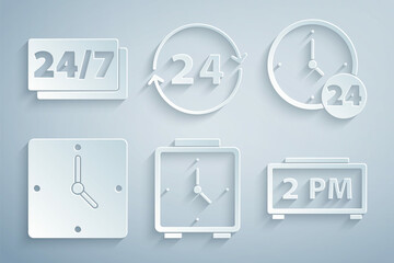 Poster - Set Alarm clock, Clock 24 hours, Digital alarm, and icon. Vector