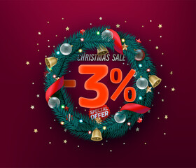 Poster - Christmas sale special offer vector promo banner.