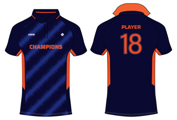Cricket Sports t-shirt jersey design concept vector, sports jersey concept with front and back view. T20 India Cricket Jersey 2021 design concept for soccer, Badminton, Football and volleyball kit