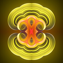 Leinwandbilder - Twisted luxury kaleidoscopic 3d rendering shape. Geometric abstract digital illustration. Futuristic artwork concept