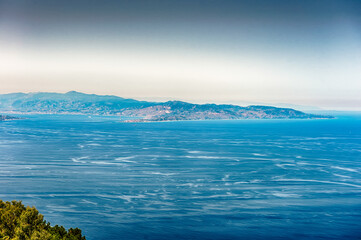 Canvas Print - Aerial view of the Strait of Messina, Italy