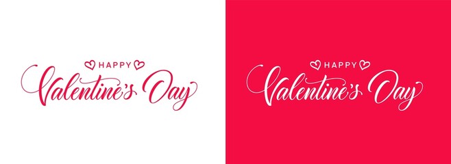 Happy Valentines Day handwritten holiday calligraphic text. Typography design, hand lettering. Valentines day banner text.