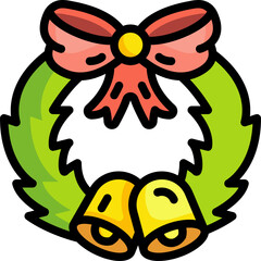 Poster - christmas wreath line icon