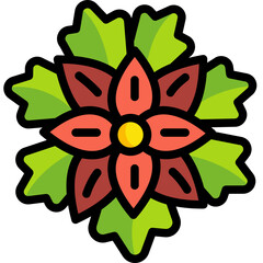 Poster - poinsettia line icon