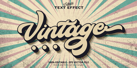 Wall Mural - Editable text effect, Vintage text