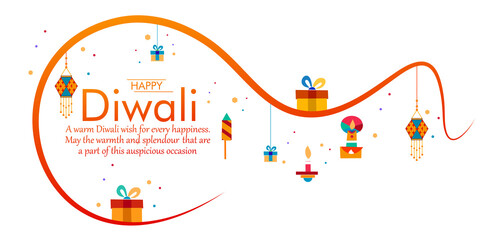 Sticker - Happy Diwali, Festival of lights ,Vector illustration and Beautiful greeting card for celebration of shubh deepawali