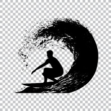 Surfer On The Wave Vector Illustration