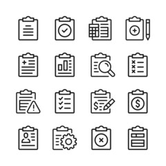 Poster - clipboard line icons set. modern graphic design concepts, simple outline elements collection. vector