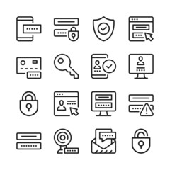 Poster - Password line icons set. Modern graphic design concepts, simple outline elements collection. Vector line icons