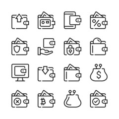 Poster - Wallet line icons set. Modern graphic design concepts, simple outline elements collection. Vector line icons