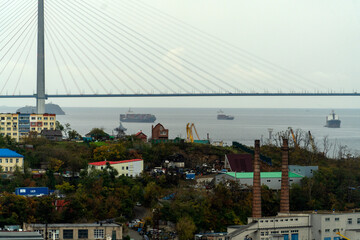 Canvas Print - Seascape with a view of the Russian Bridge