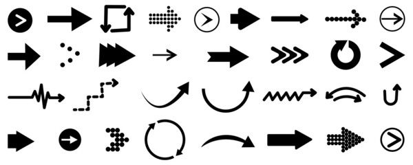 Poster - Different arrow set. Navigation background. Abstract button symbols. Cursor sign. Vector illustration. Stock image. 