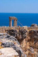 Ruins Of The Ancient Historical Citadel In The Lindos Acropolis In Greece