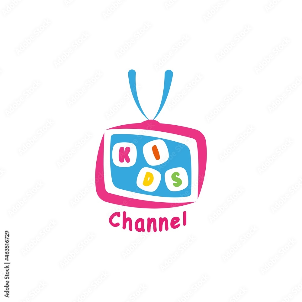 kids-channel-logo-design-with-tv-television-icon-simple-colorful