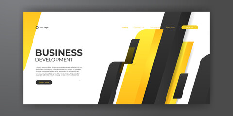 Abstract black yellow background for landing page web template. Trendy abstract design template. Dynamic gradient composition for covers, brochures, flyers, presentations, banners. Vector illustration