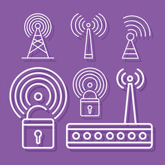 Wall Mural - wireless six signal icons